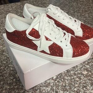 Red Glitter Sneakers Size 9